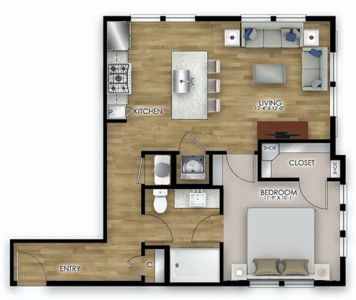 One Bedroom / One Bath - 697 Sq.Ft.*